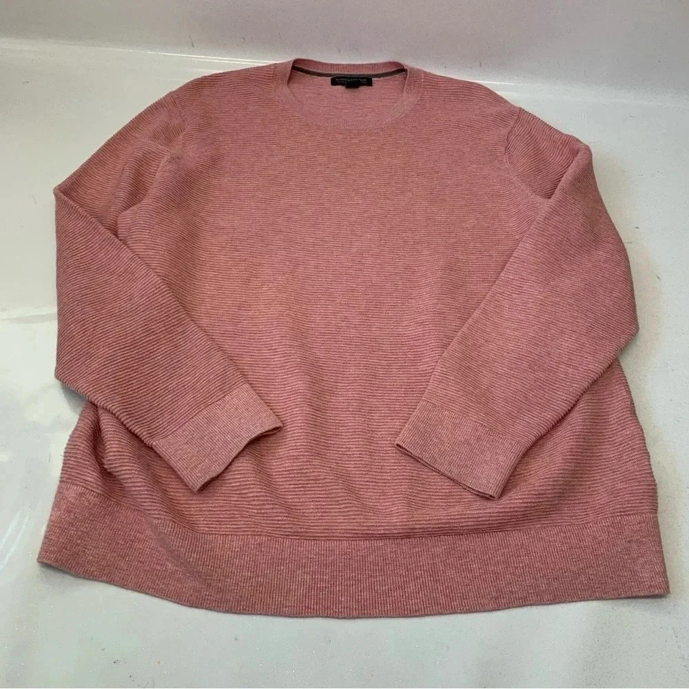 Banana Republic Organic Slub Cotton‎ Rib Knit Polo Shirt XL Long Sleeve  Pink